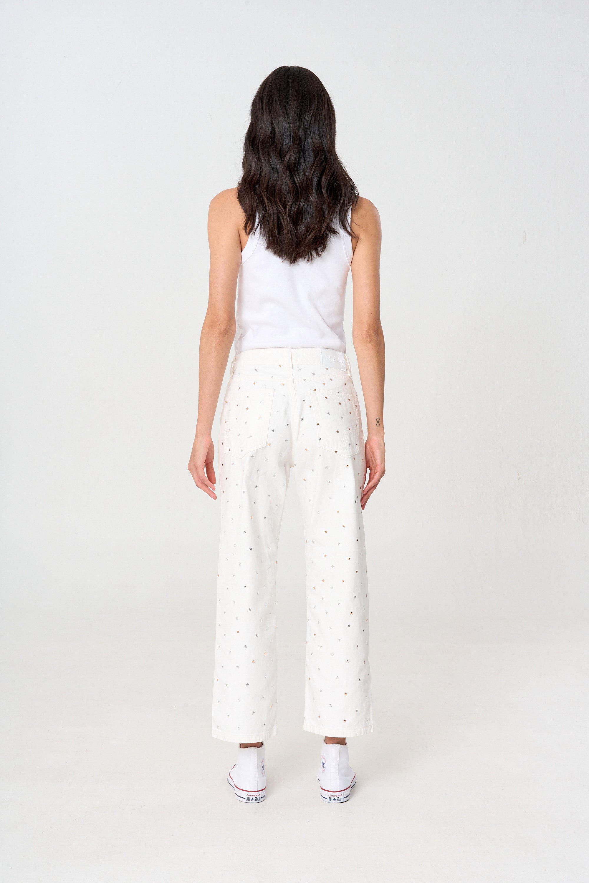 jean femenino blanco estrellas 