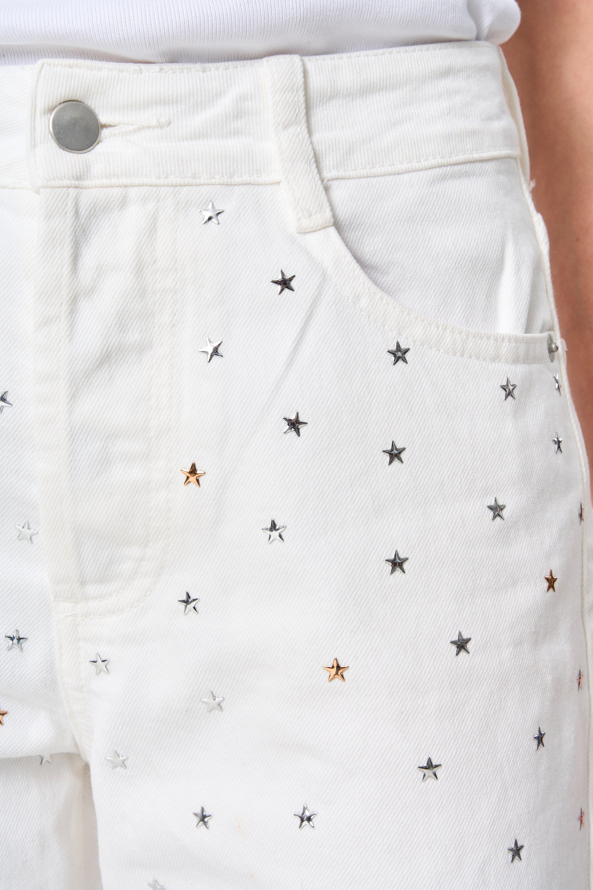 jean femenino blanco estrellas 